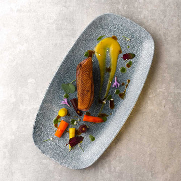 Raku Topaz Blue Chefs' Oblong Plate 29.8 x 15.3cm